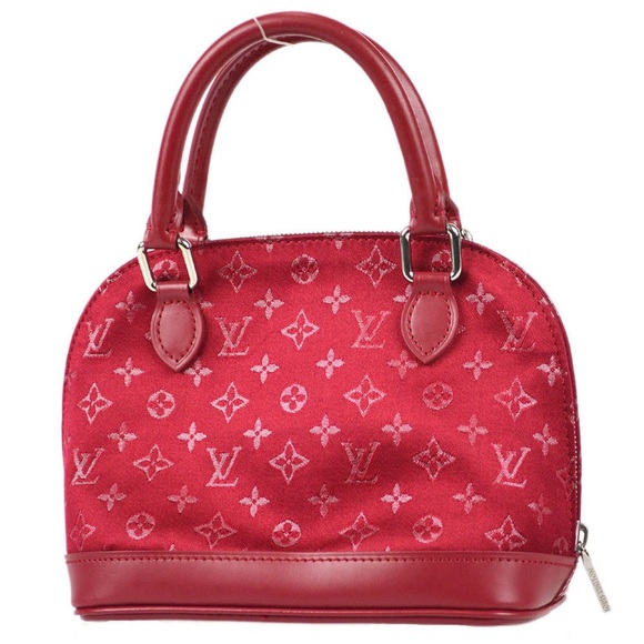 Auth Louis Vuitton Monogram Nano Alma Satin Red Bag - Picture 3 of 10